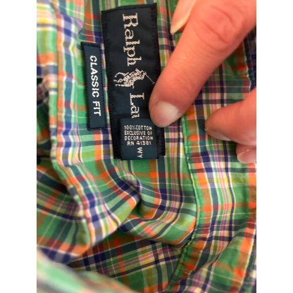 Ralph Lauren Blue Label Classic Fit Plaid Long Sleeve Button Down Top Size LT - Picture 4 of 7